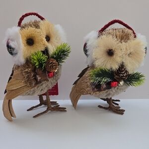 Ashland Holiday Owl Decor with Green and Red Accents Approx 7"